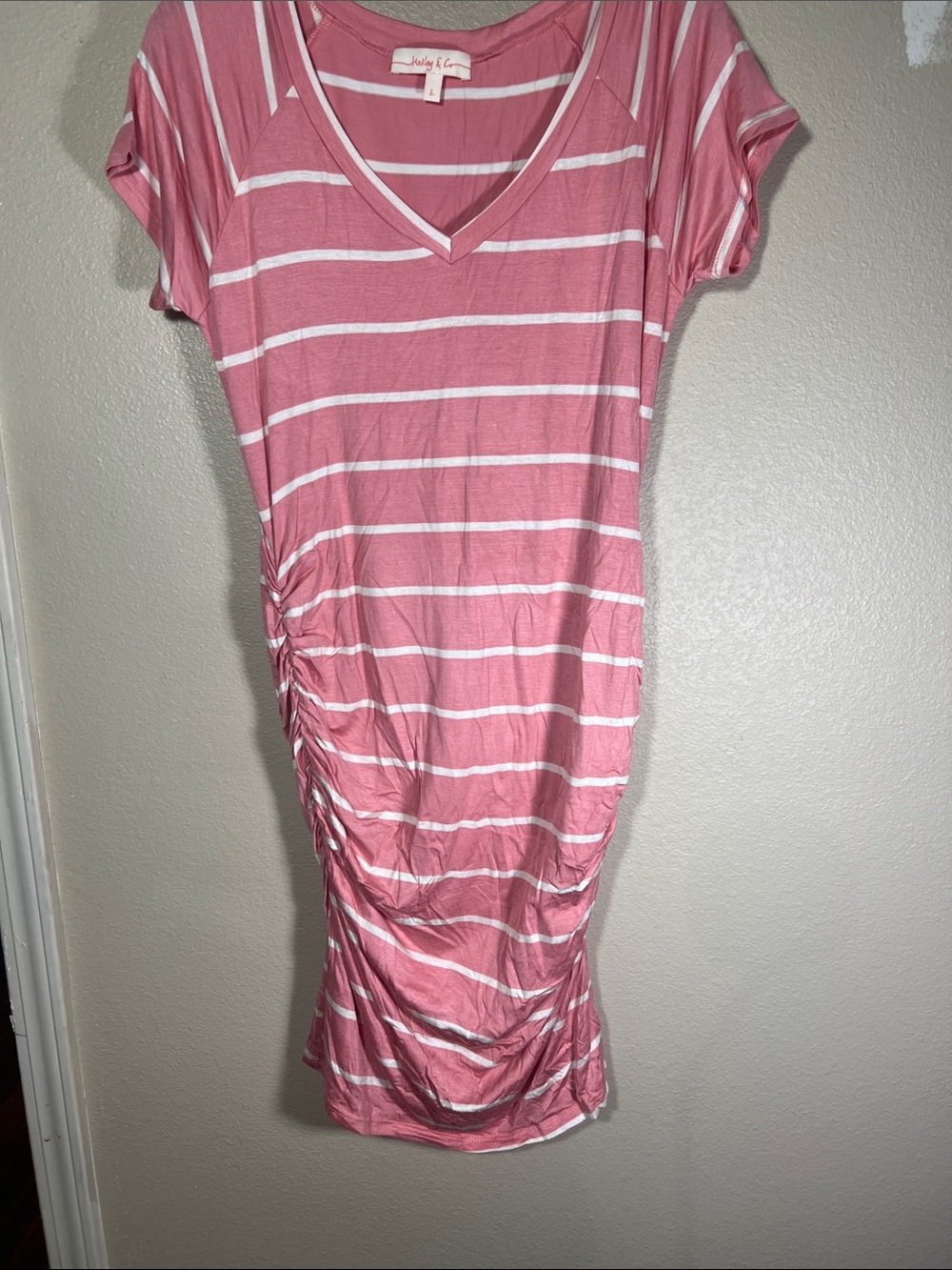 Hailey & Co Pink & White Striped V-Neck Top